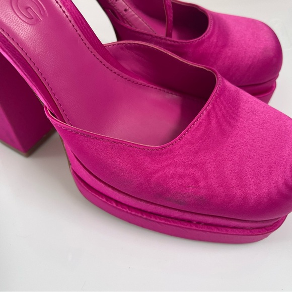Mango Satin Platform Heel Fuschia Size 7 - Picture 4 of 5